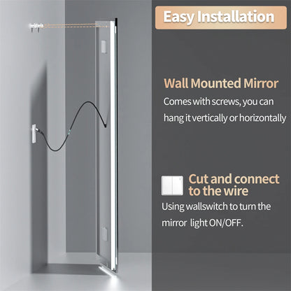 Badkamerspiegel - met LED - Spiegel - Smart Spiegel - Badkamerspiegel met Verlichting - Anti-fog - Dimbaar - Backlit + Front Lit - Digitale Weergave - met Bluetooth - Wandmontage - Waterdicht - Energiezuinig - 1510x780mm
