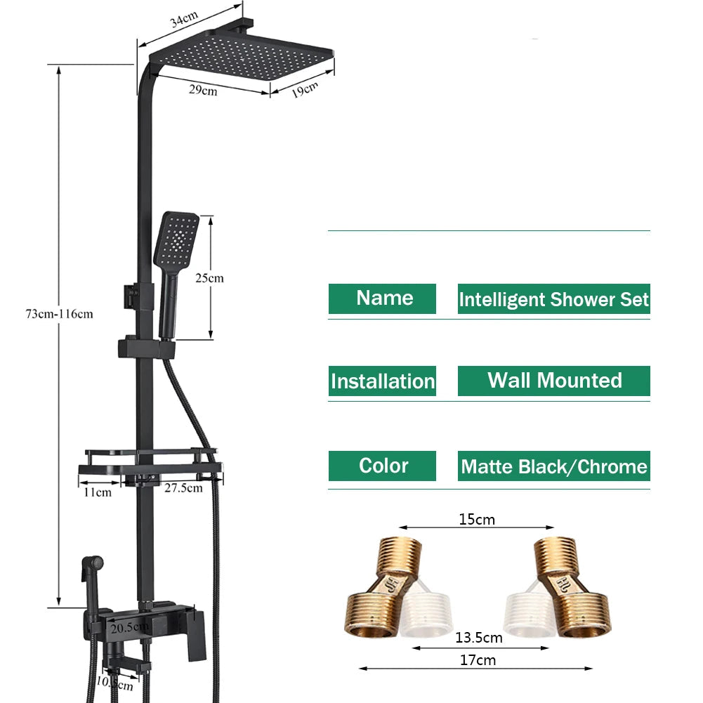 Regendouche - Douchekraan - Douchepaneel - Douche - 8 Inch Douchekop, Inbouw Wandmontage en Opbergplank - Chroom - QUORE