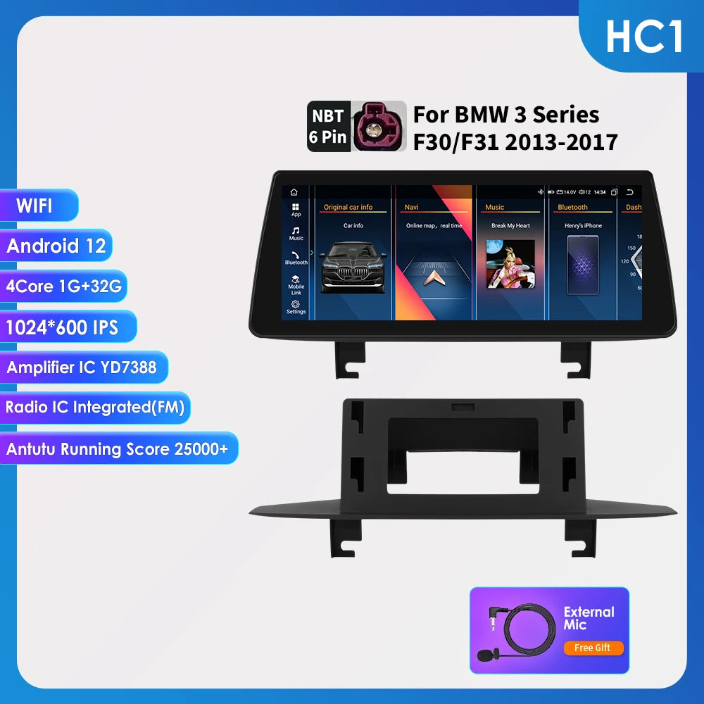 Hizpo 2 Din Car Radio for BMW 3 BMW 4 Series F30 F31 NBT Audio Multimedia Player CarPlay Android Auto GPS Bluetooth WIFI FM RDS