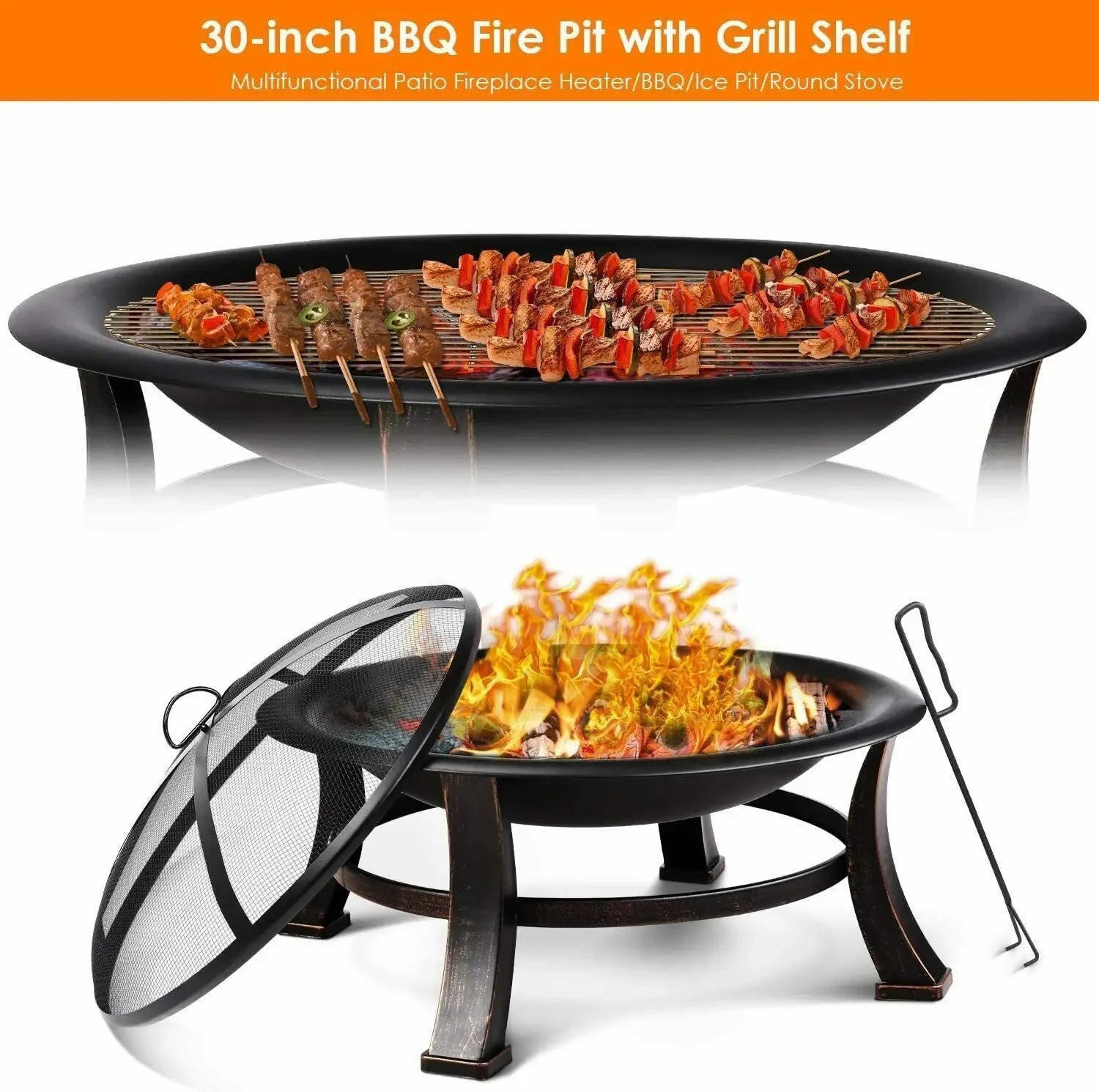 Vuurkorf – Buitenhaard – Tuinhaard – Vuurschaal – BBQ Vuurplaats – Groot 76x76x46 cm – Hittebestendig Gecoat Ijzer - QUORE