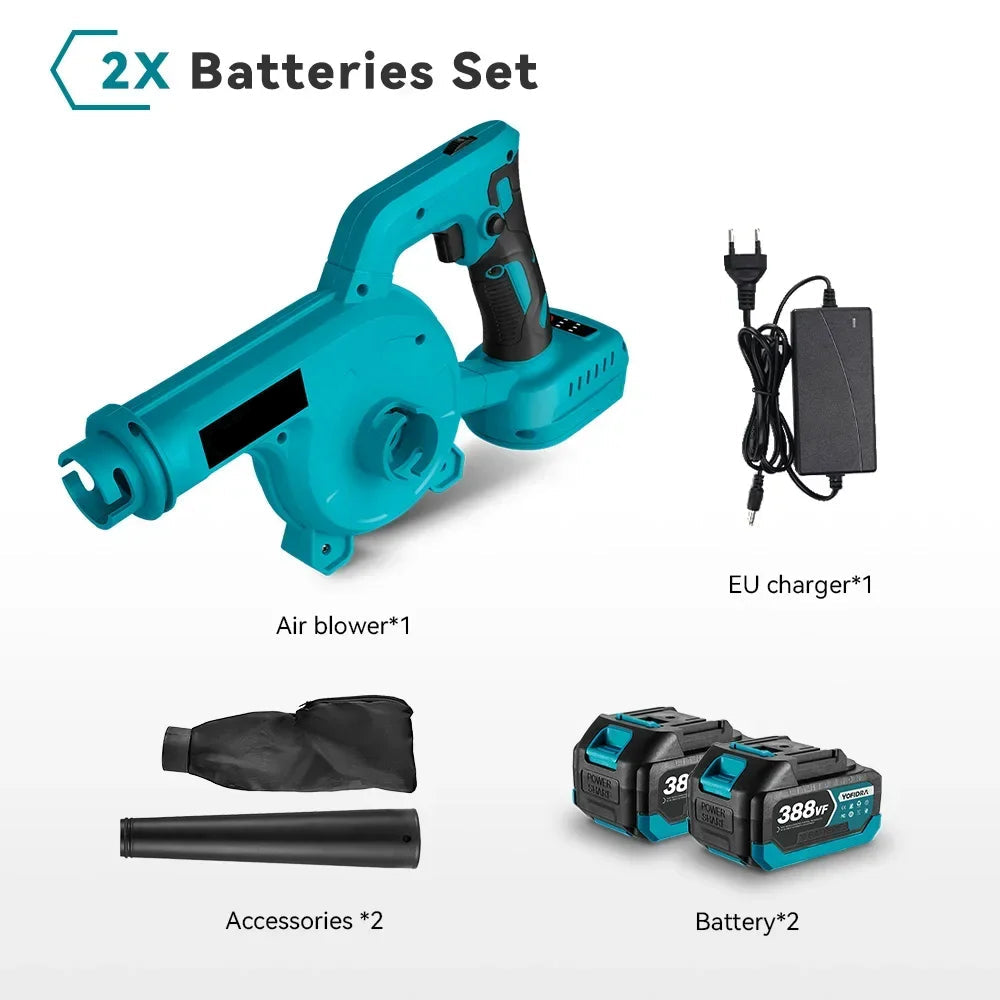 Bladblazer - Accu - 1000W Brushless Motor - 6 Snelheden - 15.000 RPM - 18V - Lichtgewicht en draagbaar - Voor Bladeren - Sneeuw en Stof - 2 Accu's met 1 Lader