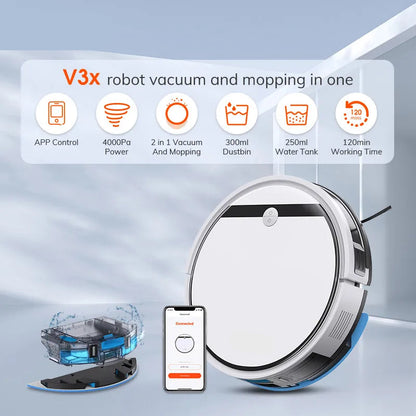 Robotstofzuiger - Vacuum Cleaner - Roborock - Draadloze - Dweilrobot - 3000Pa Zuigkracht - met Mopfunctie - 120 Minuten Autonomie, Slimme App/Alexa/Google Besturing