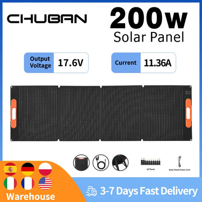 SP200 200W Portable Solar Panel 17.6V Foldable Solar Charger Flexible Solar Generator Camping RV Emergency Supply