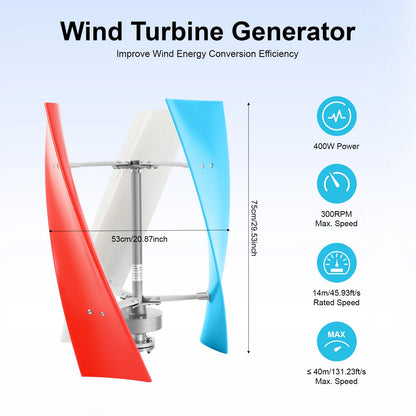 Windturbine – 12V Turbine – Duurzame Energie – Compacte Windmolen – 400W Vermogen – IP67 Bescherming