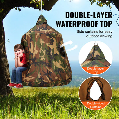 Hammock - Double Hammock - Hanging Chair - Hamac - Hammock Chair - Hanging Tree Tent - Hammock with a Capacity of 330 lbs - Outdoor Hanging Tent - Swing with LED Light String - String Camouflage