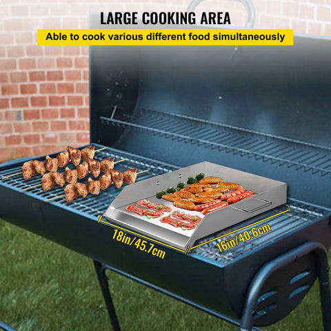 BBQ - BBQ voor buiten - RVS bakplaat - 18X16 - Universele platte bovenkant - Gasgrill voor kamperen - Zilver