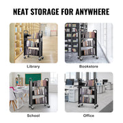 Boekenkasten - Boekenplank - Opbergrek Organisator - 4-Tier - Houten Boekenplank - Zes-Layer Sling Boekenkast - voor Kinderkamer Speelkamer Kleuterschool Kinderdagverblijf - Boek - Zwart