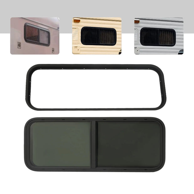 Camperraam - Caravan - 1000X400mm - Windows Gehard glas - Raam openend naar buiten - Voor campers en caravans - Caravan Zijraam - Getint Schuifraam - Insectenbescherming