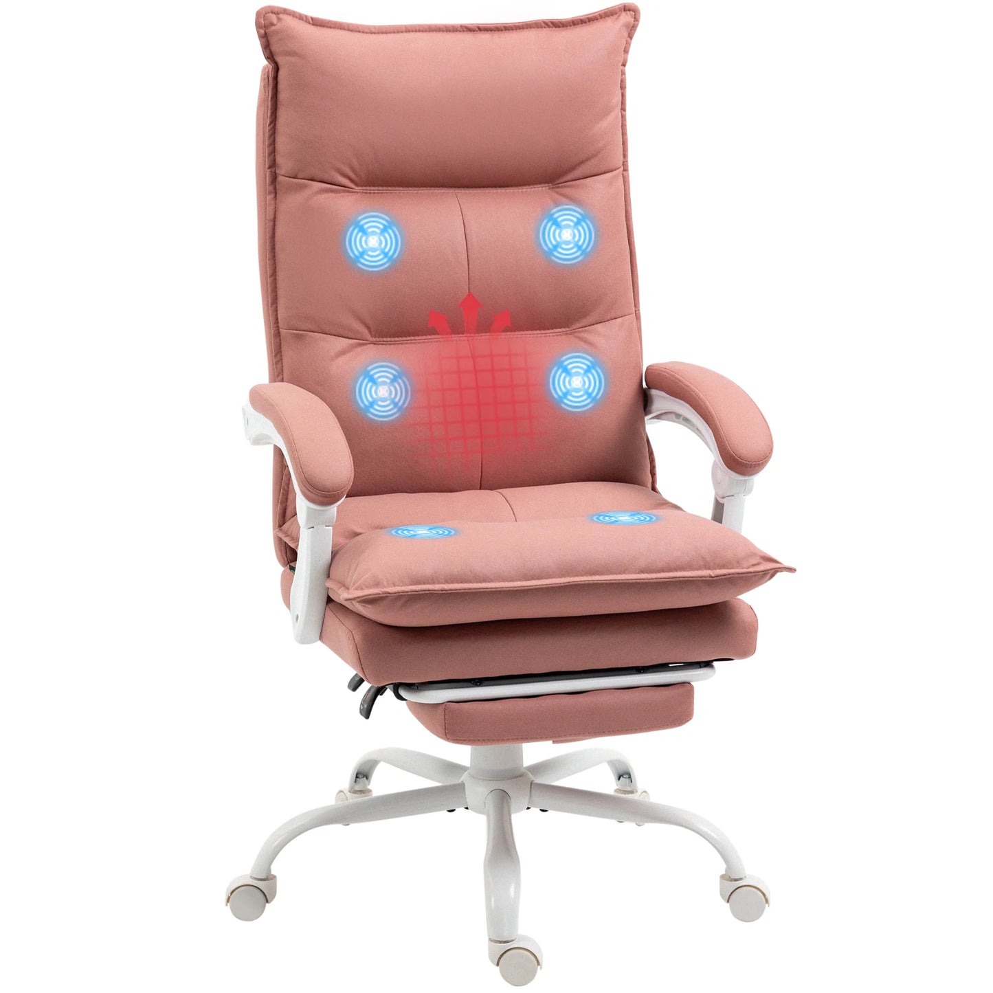 Massagestoel – Relaxfauteuil – Bureaustoel – Werkstoel – Massagechair – 6 Massagepunten – Verstelbare Rugleuning 155° - Roze