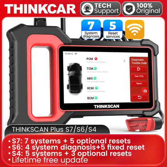 THINKSCAN Plus S7/S6/S4 OBD2 Scanner Car Diagnostic Tool Scan ABS SRS ECM TCM BCM IC AC System Free Reset Service Free - QUORE