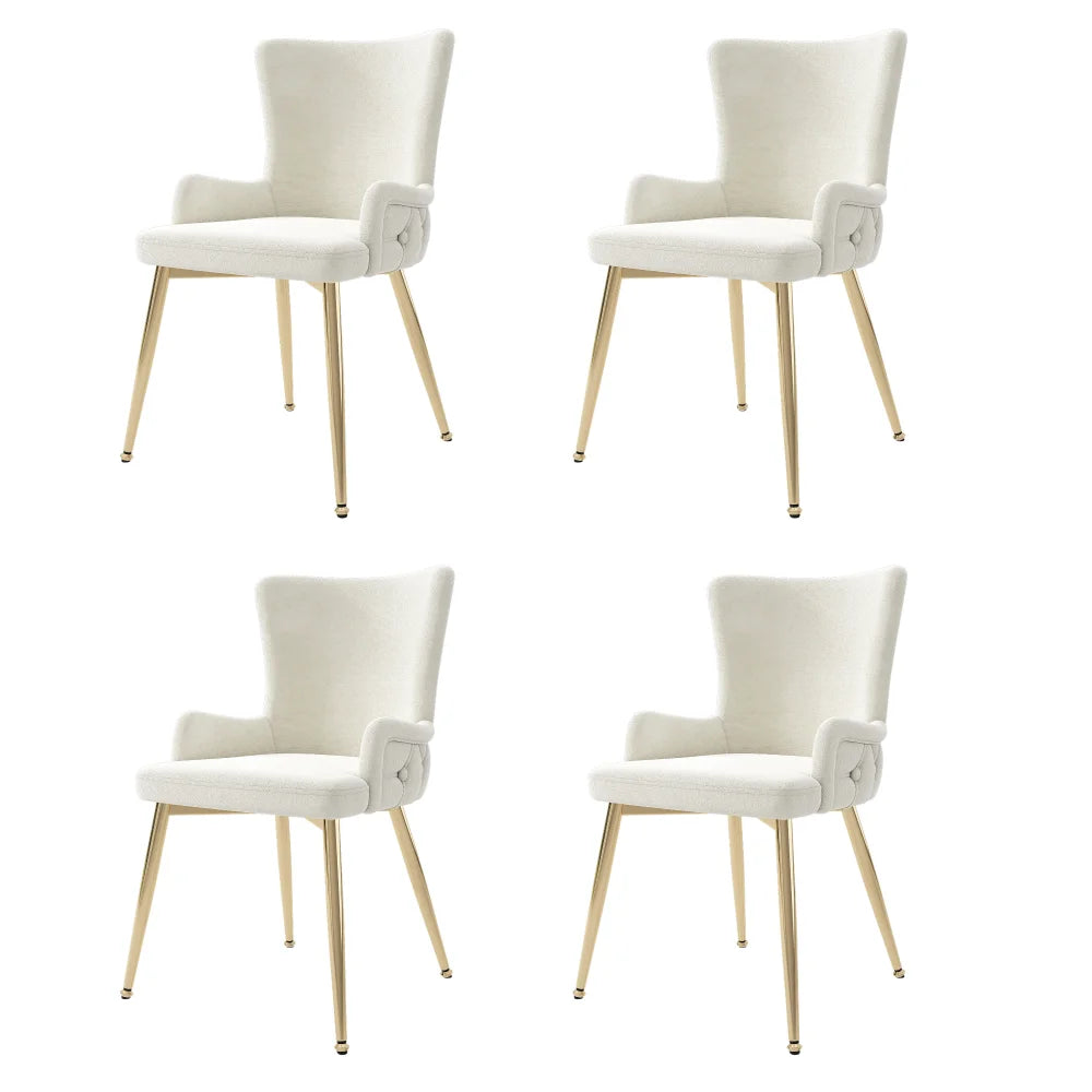 Velvet Eetkamerstoelen – Fluwelen Stoelen – Design Stoelen – Metalen Poten – Set Van 4 – Comfortabel – Draagbaar Tot 150 Kg - Buff