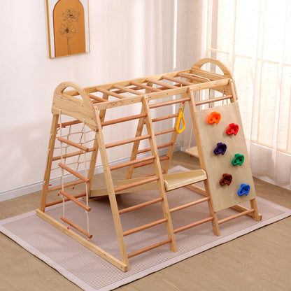 Klimdriehoek – Speeltoestel – Klimrek – Speelplek – Speelhuisje – Massief Hout – Maximaal 50 Kg Draagkracht - QUORE