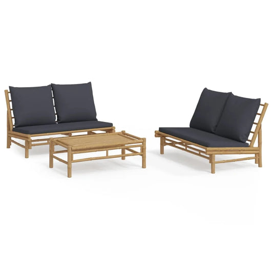 Bamboe Loungeset – Buitenmeubel – Tuinset – Balkonset – Modulair Design – Duurzaam Materiaal – Comfortabele Kussens