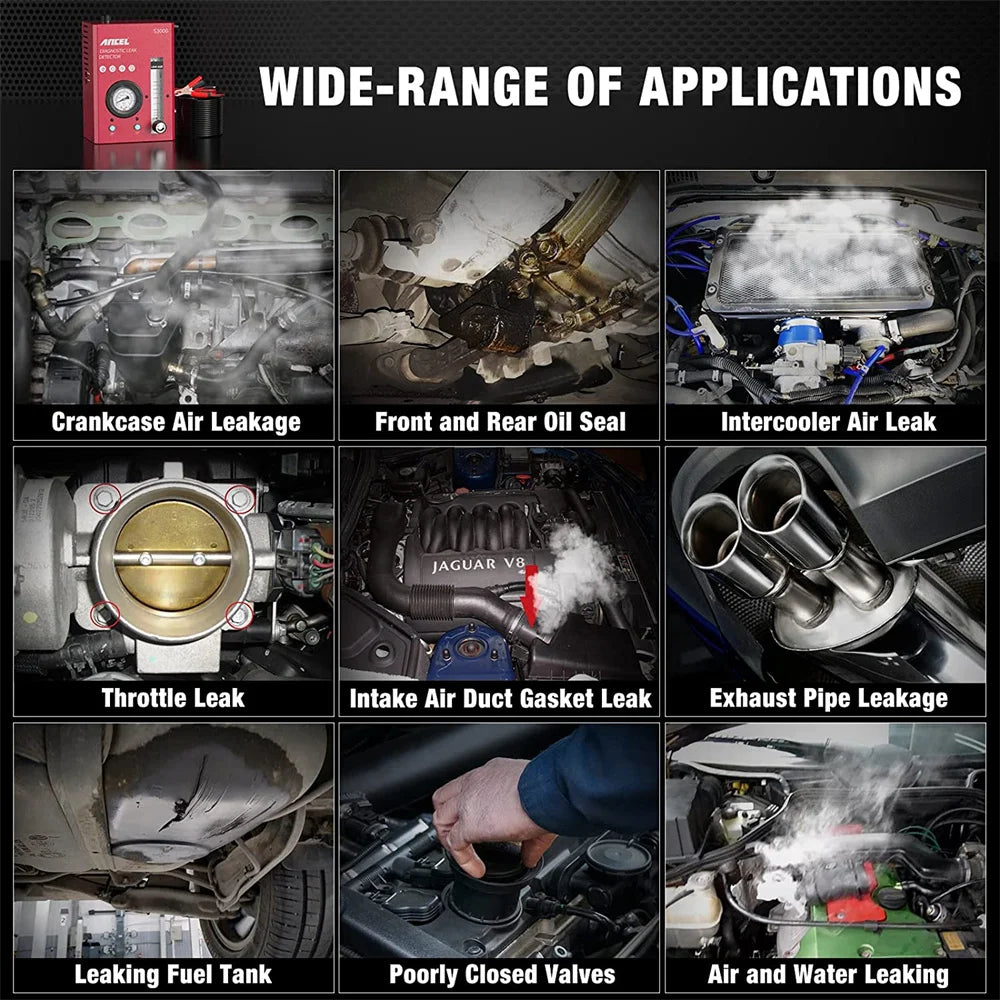 S3000 - Leak Detection - Dye Leak Detection - Smoke Leak Detector - 12V - 12 PSI - Built-in Air Pump - Crankcase System Test - Intake System Test - Turbo System Test - EVAP System Test