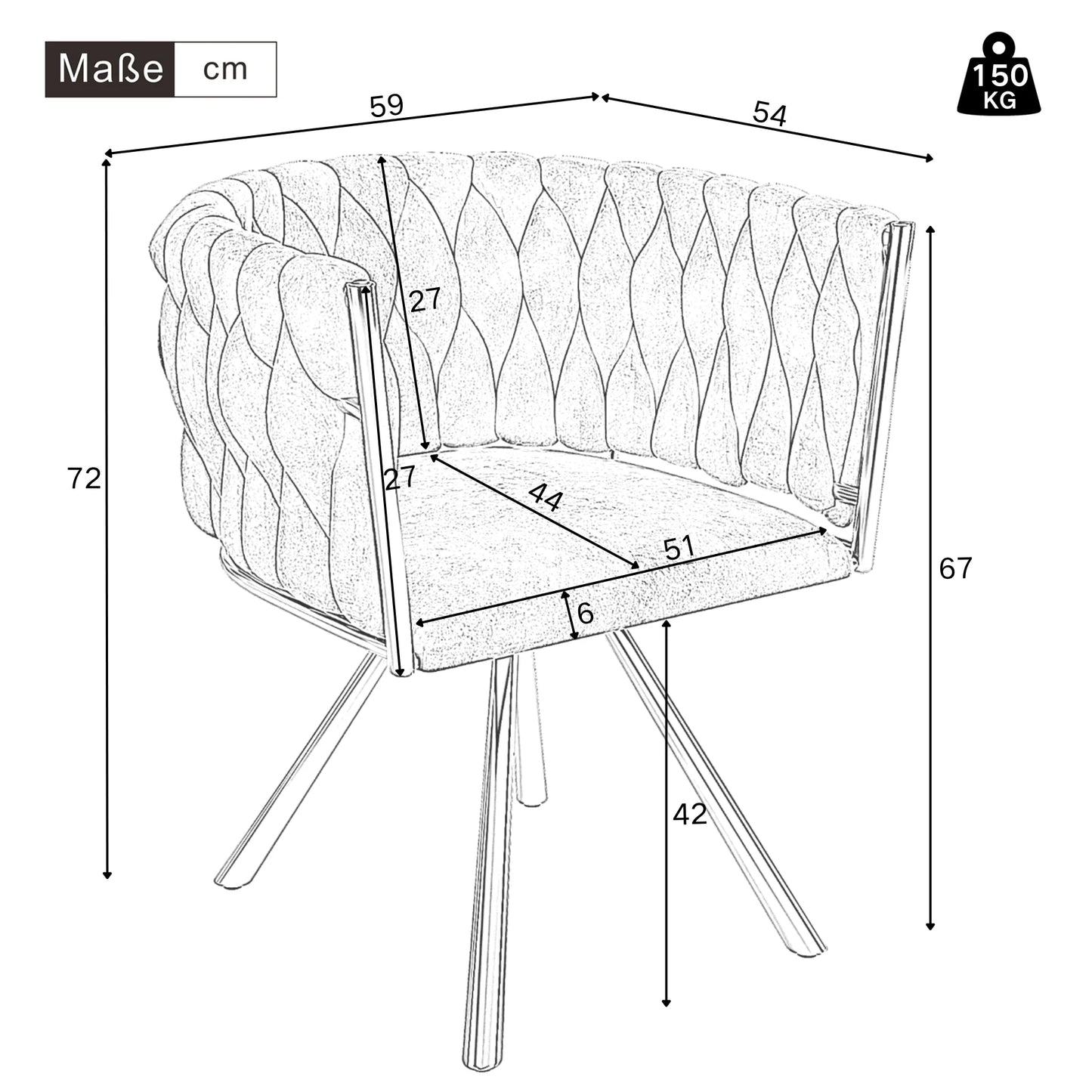 Eetkamerstoelen – Stoelen – Draaistoelen – Linnen Stoelen – Comfortabel Zitvlak – Ergonomische Rugleuning – Vierpoots Metalen Frame