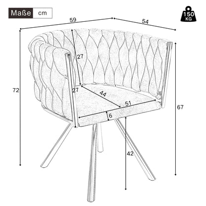 Eetkamerstoelen – Stoelen – Draaistoelen – Linnen Stoelen – Comfortabel Zitvlak – Ergonomische Rugleuning – Vierpoots Metalen Frame
