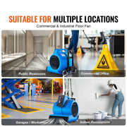 Electric Air Blower - Air Duster - Compressed Air - Floor Blower - 13.3kg - 1200 RPM - Dry - Cooling - 3 Adjustable Speeds - Timer - Portable Handle - Blue