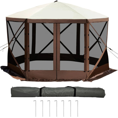 Pop up tent – Kampeertent - Tent - Partytenten - Paviljoen - Partytent - 12x12ft - Gazebo - Waterdicht & UV-bescherming – 6-zijdig Ontwerp – Inclusief Schaduwluifel & Mesh Vensters
