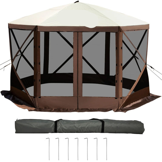 Pop up tent – Kampeertent - Tent - Partytenten - Paviljoen - Partytent - 10x10ft - Gazebo - Waterdicht & UV-bescherming – 6-zijdig Ontwerp – Inclusief Schaduwluifel & Mesh Vensters