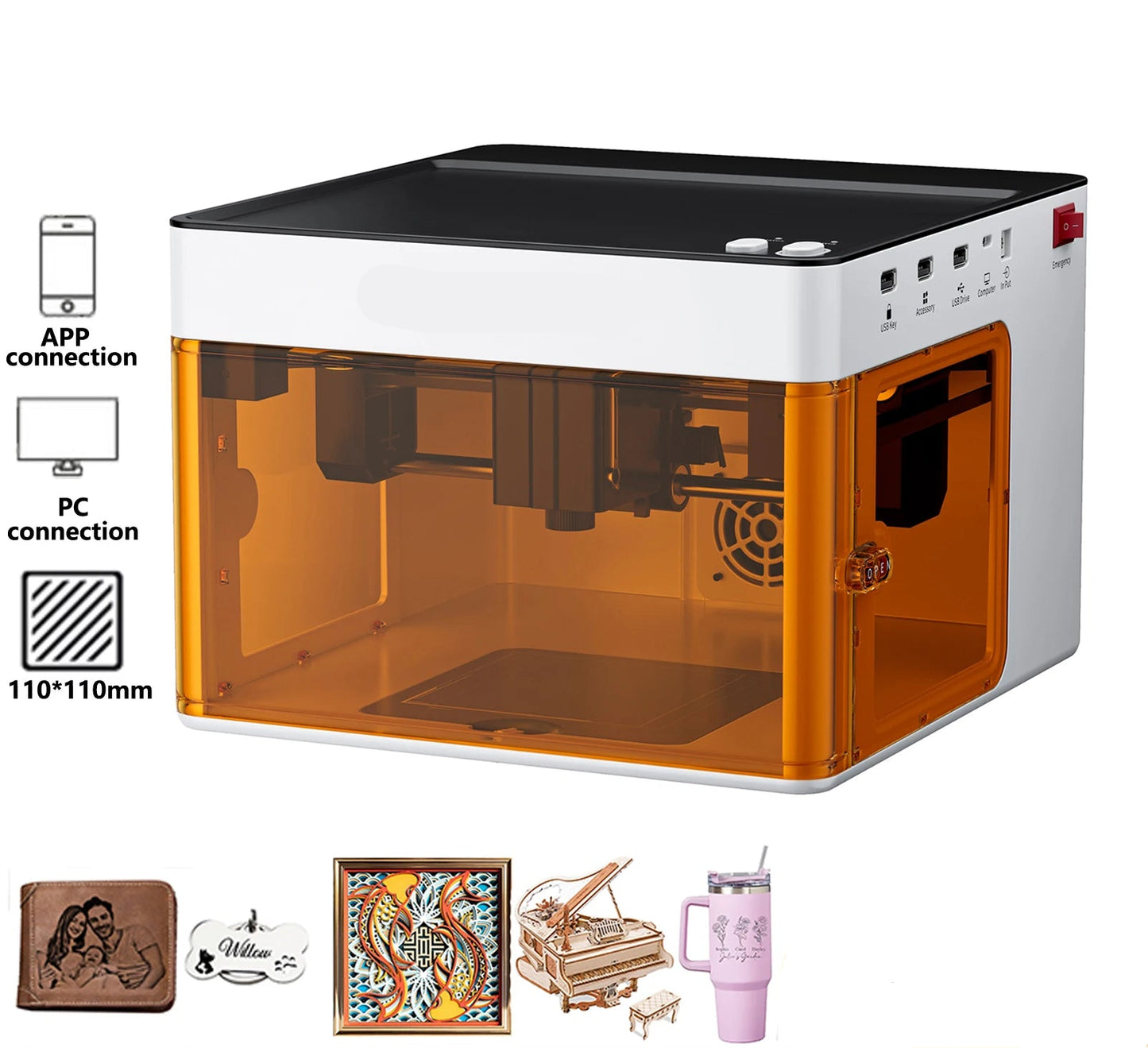 Lasergraveerder – Lasergraveermachine – Graveermachine - Graveerapparaat  – Lasergraveermachine Compact – 5W Laser – Nauwkeurig 0,1 Mm - Enkele Laser - QUORE