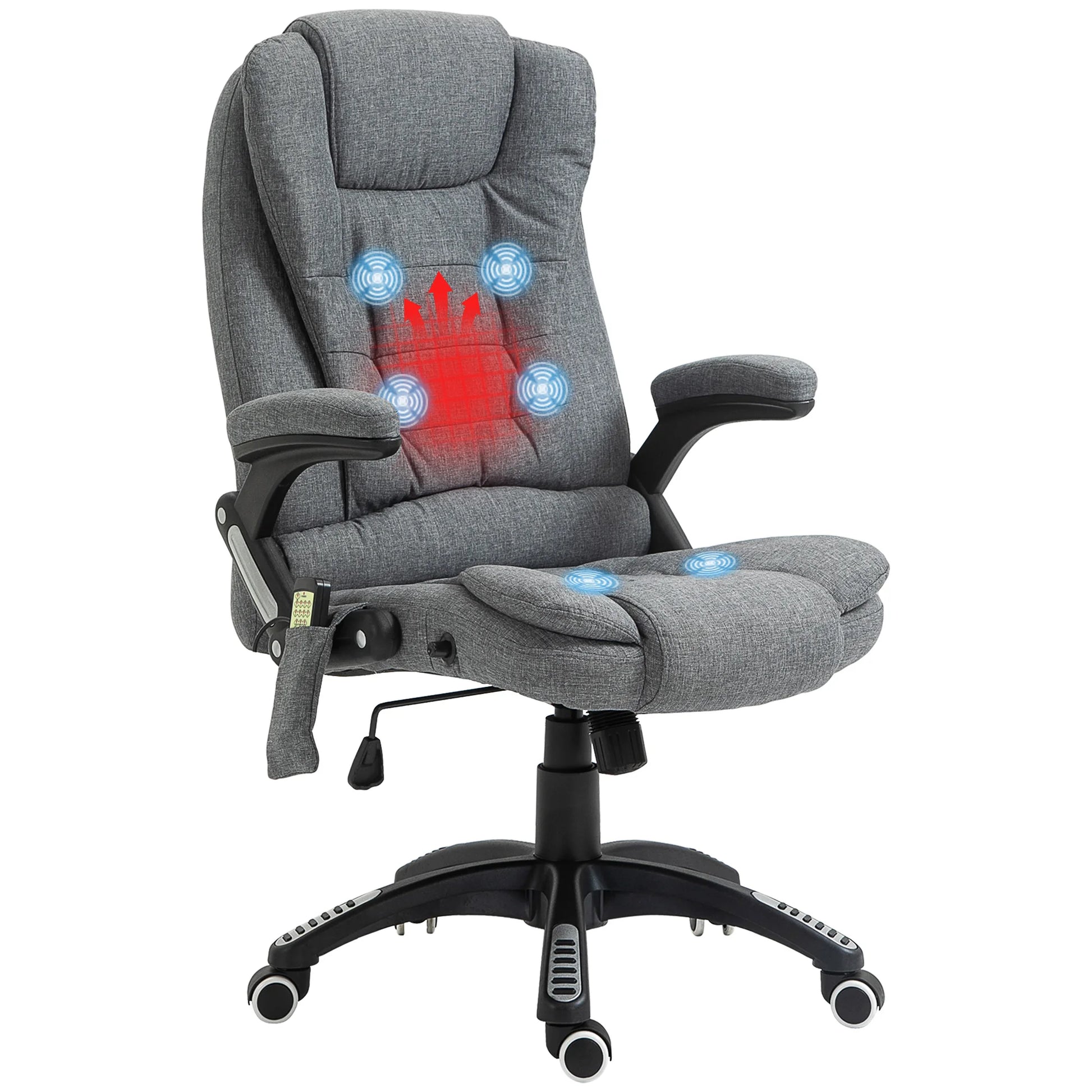Massage Bureaustoel – Bureaustoel Met Massage – Massagestoel Office – Ergonomische Werkstoel – Bureaustoel Met Verwarming – 6 Massagepunten – Verstelbare Rugleuning Tot 130° - Grijs - QUORE