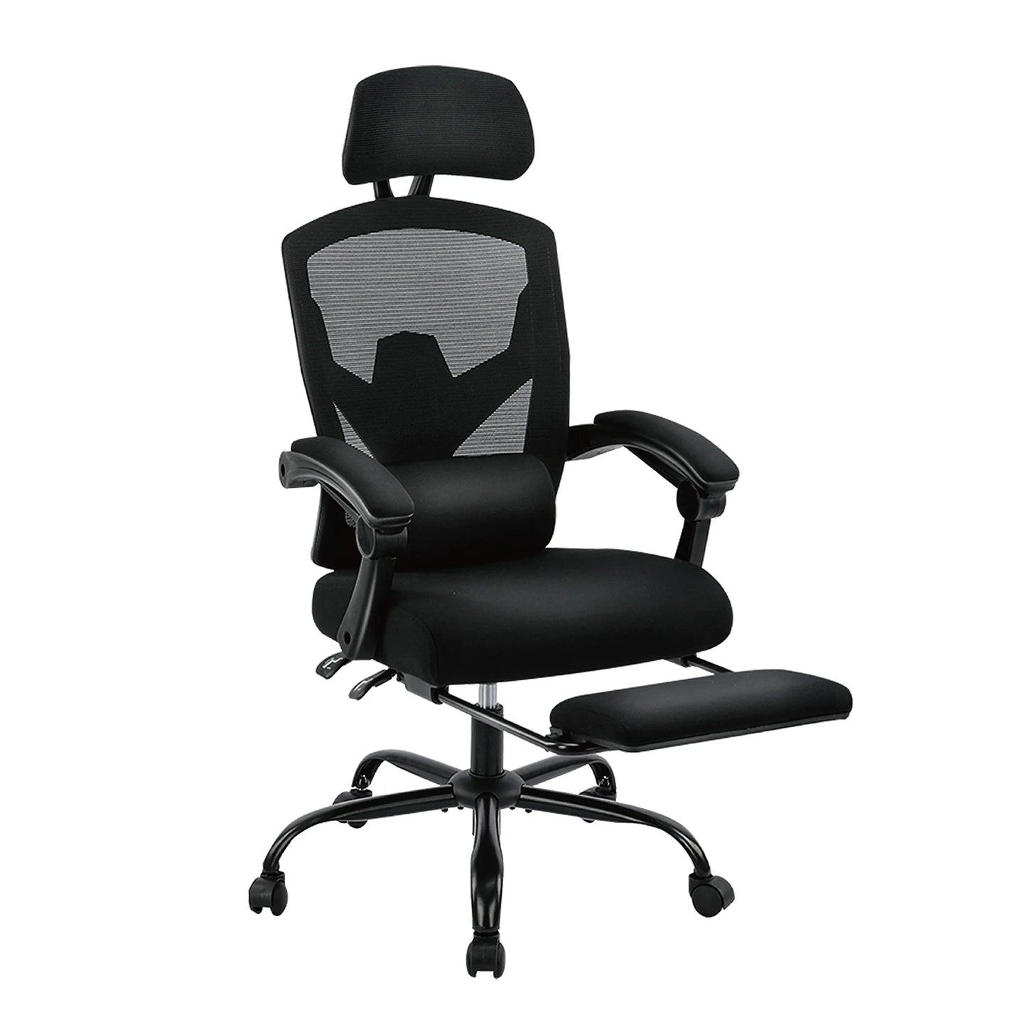 Ergonomische Bureaustoel - Stoelen - Gaming Stoel - Wipfunctie - Draaistoel - Verstelbare Hoofdsteun - Lendensteun - 125kg Draagkracht - Zwart
