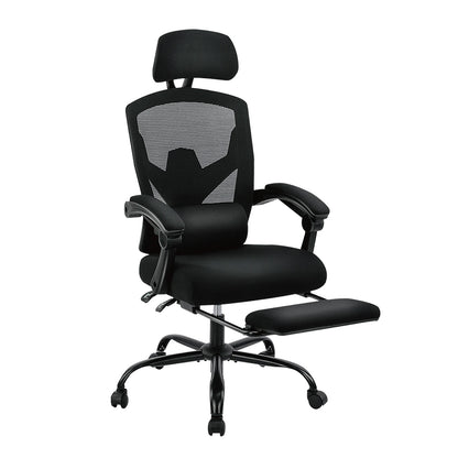 Ergonomische Bureaustoel - Stoelen - Gaming Stoel - Wipfunctie - Draaistoel - Verstelbare Hoofdsteun - Lendensteun - 125kg Draagkracht - Zwart