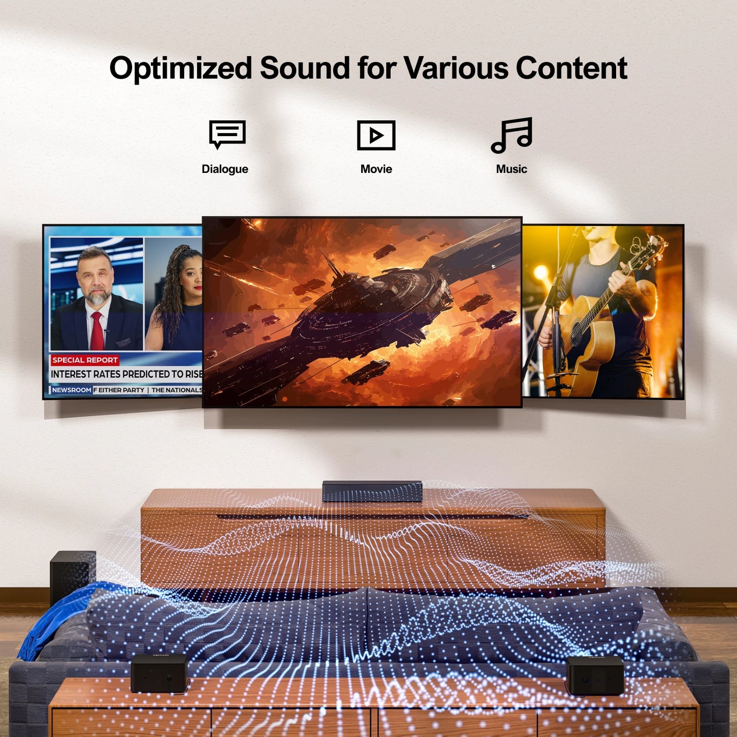 Soundbar - Speaker - Soundbars Draadloze Subwoofer & Achterluidsprekers - Box - 5.1 Virtuele Surround Soundbar – Home Theater 3D Surround Sound Systeem - QUORE