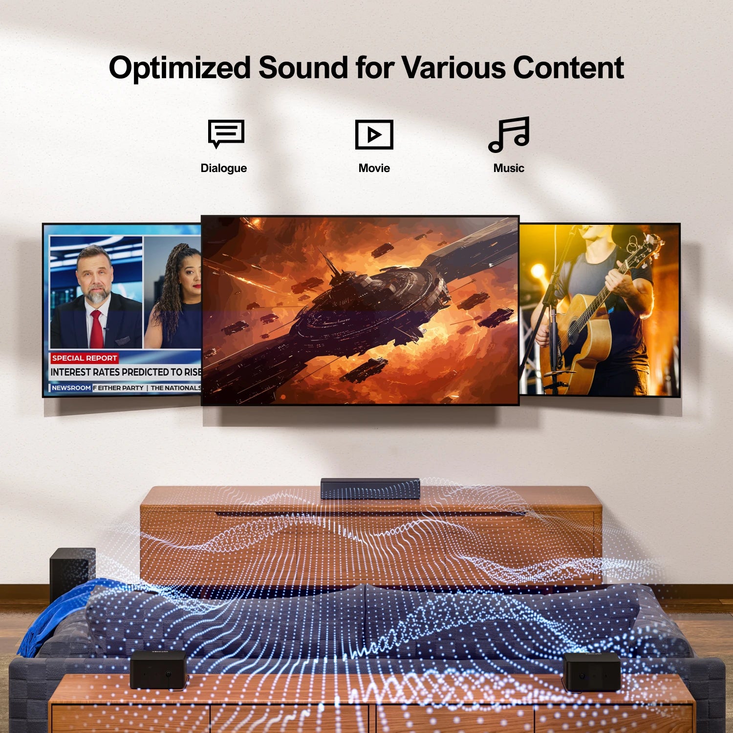 Soundbar - Speaker - Soundbars Draadloze Subwoofer & Achterluidsprekers - Box - 5.1 Virtuele Surround Soundbar – Home Theater 3D Surround Sound Systeem - QUORE