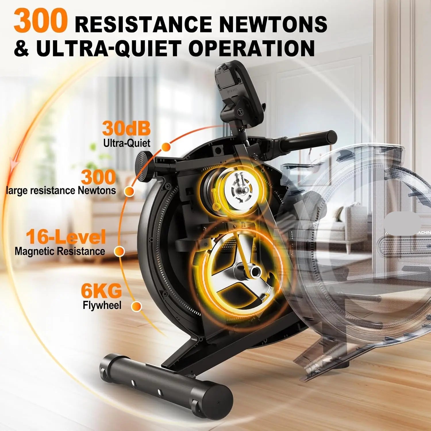 Roeitrainer – Roeimachine – Fitnessapparaat – Home Trainer – Cardio Trainer – 16 Niveaus Magnetische Weerstand – Ondersteunt Tot 150 Kg - Zwart - QUORE