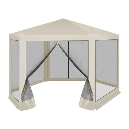 Tuinpaviljoen – Tuinkoepel – Tuintent – Schaduwdoek – Insectennet – 3.8x3.3 Meter – Waterafstotende 210D Oxford Stof - Beige