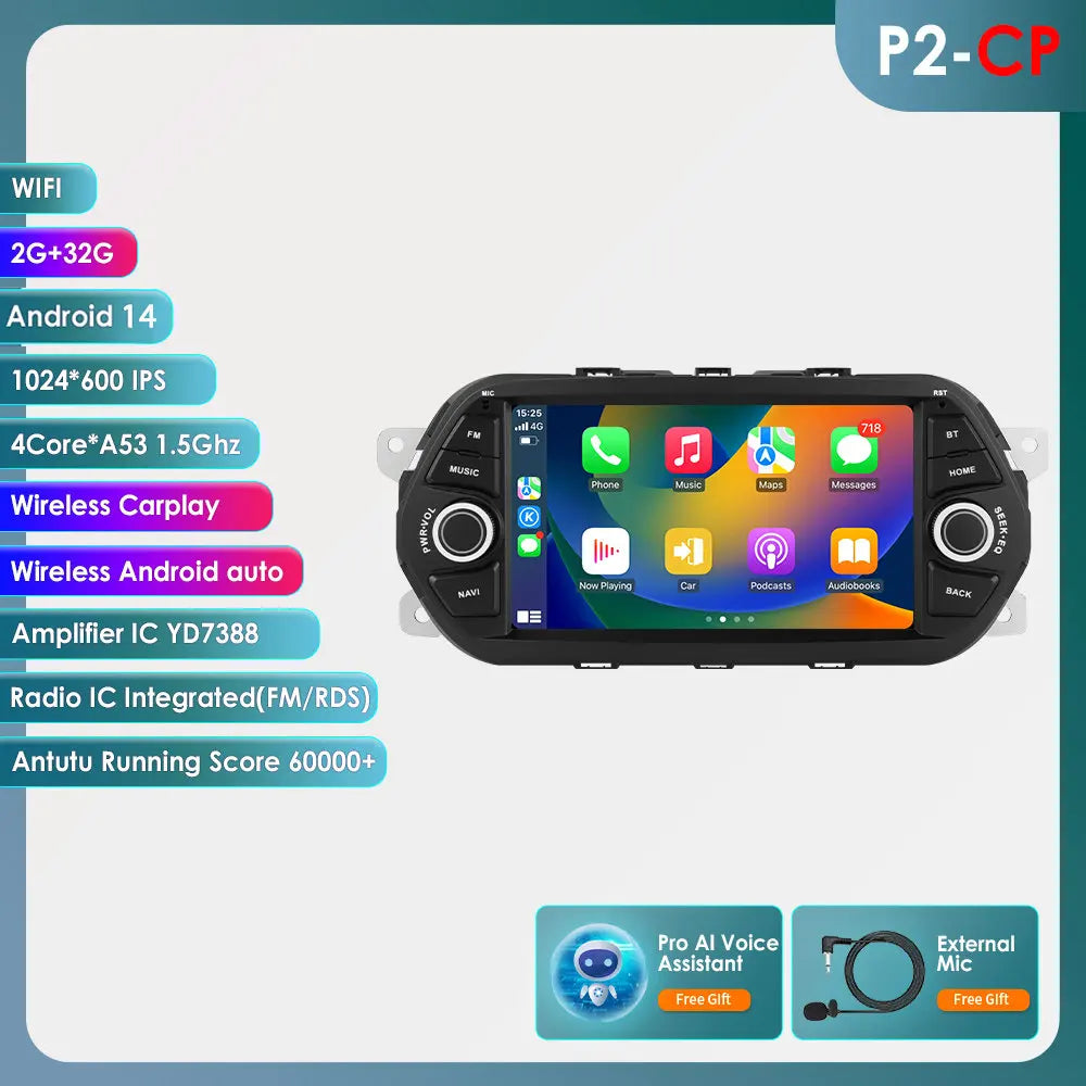Android Multimedia Radio – Autoradio – Touchscreen Radio – 2DIN Headunit – Auto Entertainment Systeem – 7 Inch Scherm – Android 13 OS – GPS Navigatie – CarPlay & 4G Connectivity – Canbus Integratie – Bluetooth 5.0 - QUORE