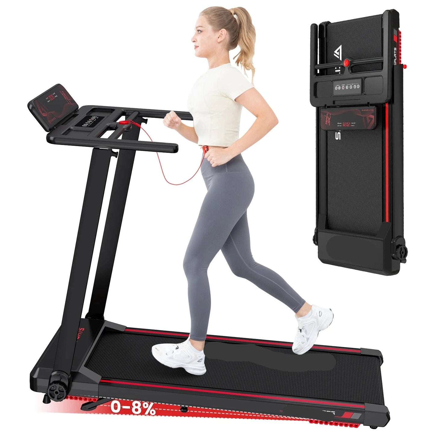 Elektrische Loopband - Loopbanden - Wandelband - Walking Pad - Hardloopband - Opvouwbare - Automatische Hellingshoek - 12 km/u - LED Display - Bluetooth & App Bediening - Zwart - QUORE