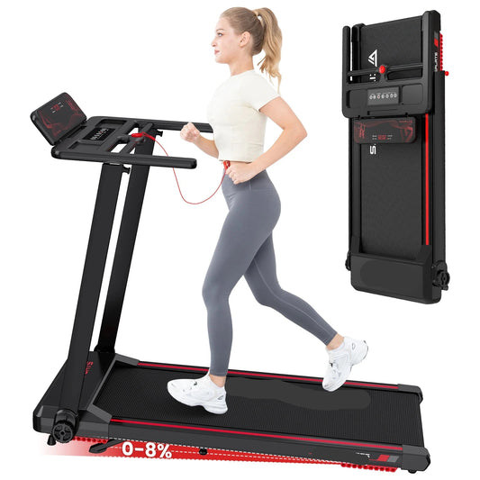 Elektrische Loopband - Loopbanden - Wandelband - Walking Pad - Hardloopband - Opvouwbare - Automatische Hellingshoek - 12 km/u - LED Display - Bluetooth & App Bediening - Zwart - QUORE
