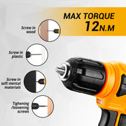 Deko - Gereedschapskoffer - 126-delig - Gevuld - Gereedschap - Gereedschapsset - Sleutelloze boorkop - met 8V snoerloze boormachine - DIY handgereedschapssets - Geel