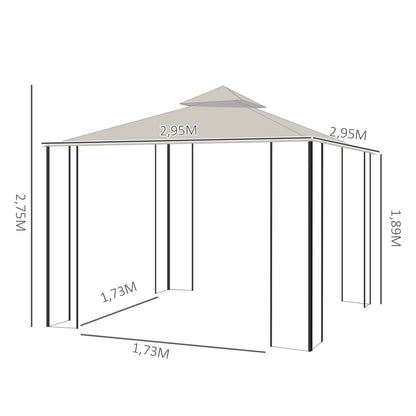 Tuinpaviljoen – Tuinhuisje – Tuinkamer – Overkapping – Buitenverblijf – 3x3 Meter – Metalen Frame – Insectengaas - QUORE