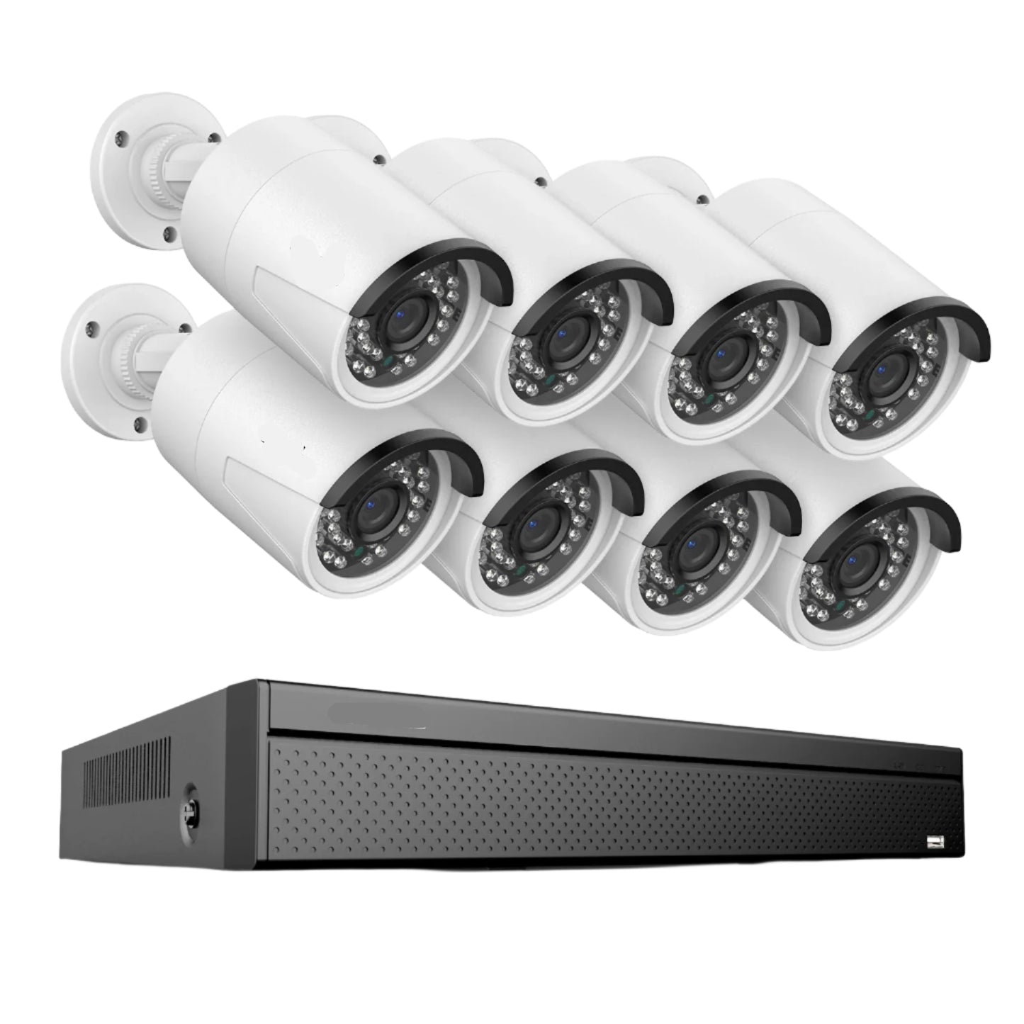 Beveiligingssysteem – 8 Stuks - Camerasysteem – PoE Camera – NVR Systeem – 5MP Resolutie – Nachtzicht 30 Meter – Bewegingsdetectie -16CH - Geen Ingebouwde HDD
