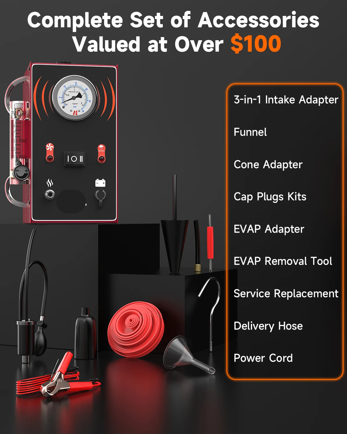 Rooklekkendetector – Rookmachine – Lekdetectie Apparaat – EVAP Tester – Vacuüm Tester – 12V Aangedreven – Compact En Draagbaar - QUORE