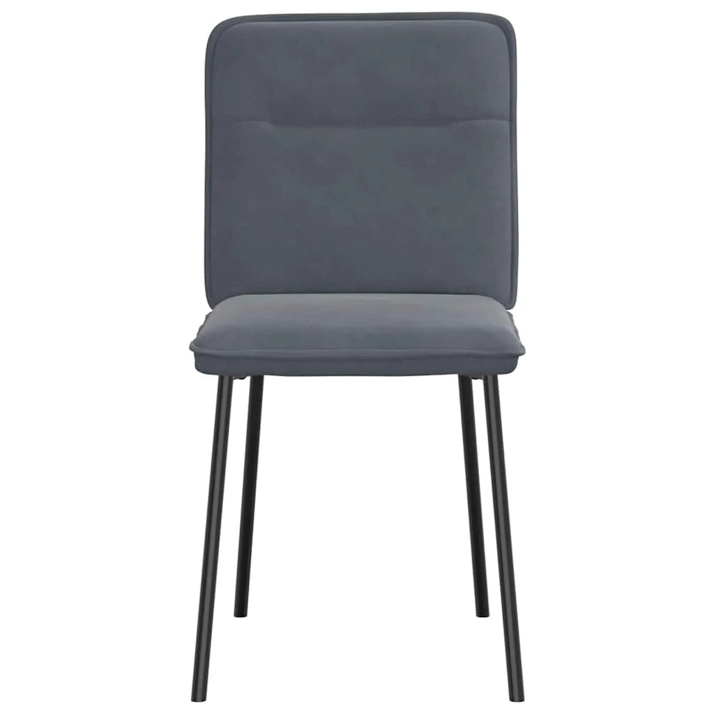 Eetkamerstoelen – Set van 2 Stoelen – Fluwelen Stoelen – Donkergrijze Stoelen – Comfortabele Zitting – Metalen Frame – Zithoogte 47 Cm