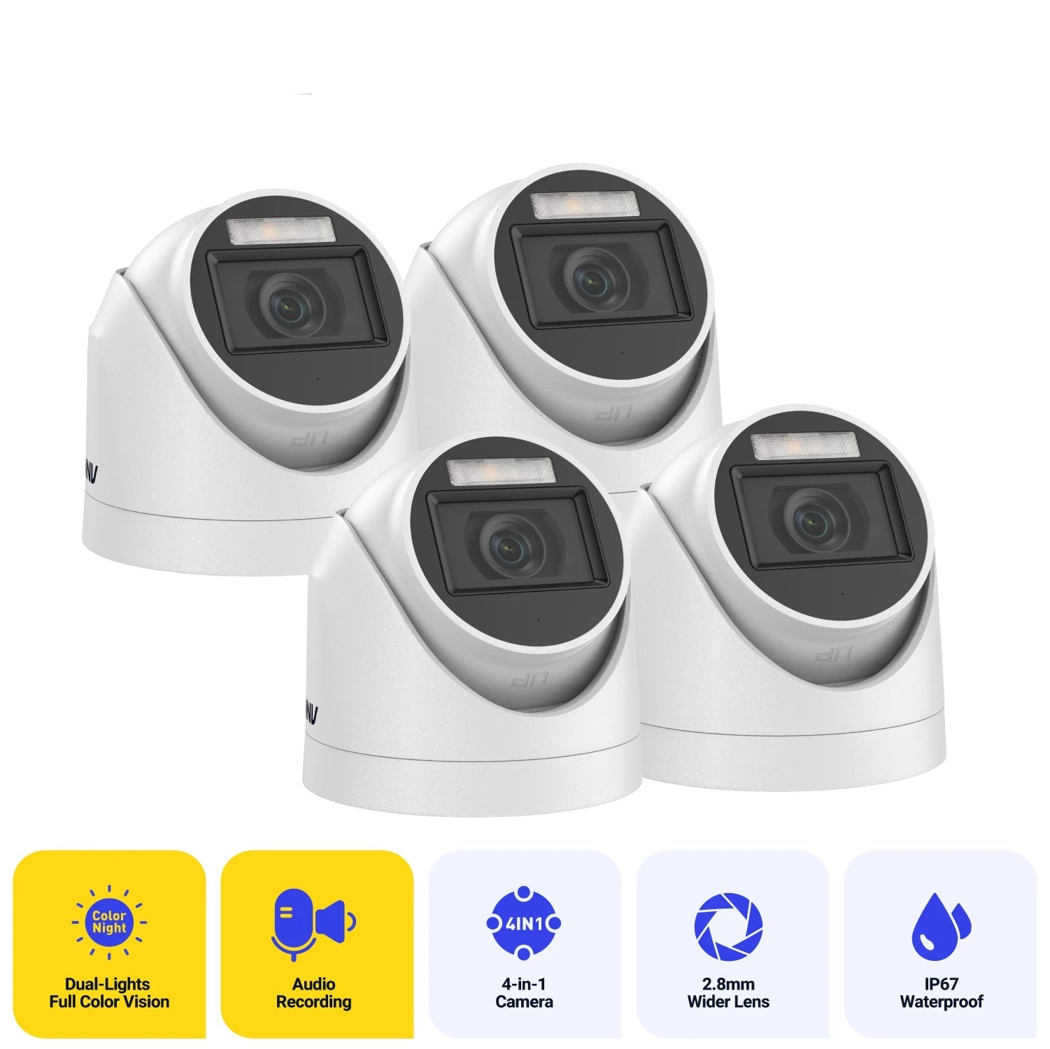 Beveiligingscamerasysteem - 5MP Camera - Openlucht - IP67  Waterdichte - Buiten Dome Camera - Bewakingscamera -  Beveiligingscamera - 4 stuk - Wit - QUORE