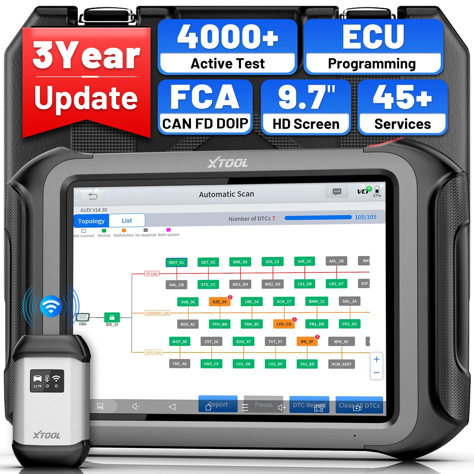 Autodiagnosetool – Diagnoseapparaat – ECU Programmeur – Diagnosescanner – Auto Scanner – 9,7-inch Touchscreen – 45+ Onderhoudsfuncties - QUORE