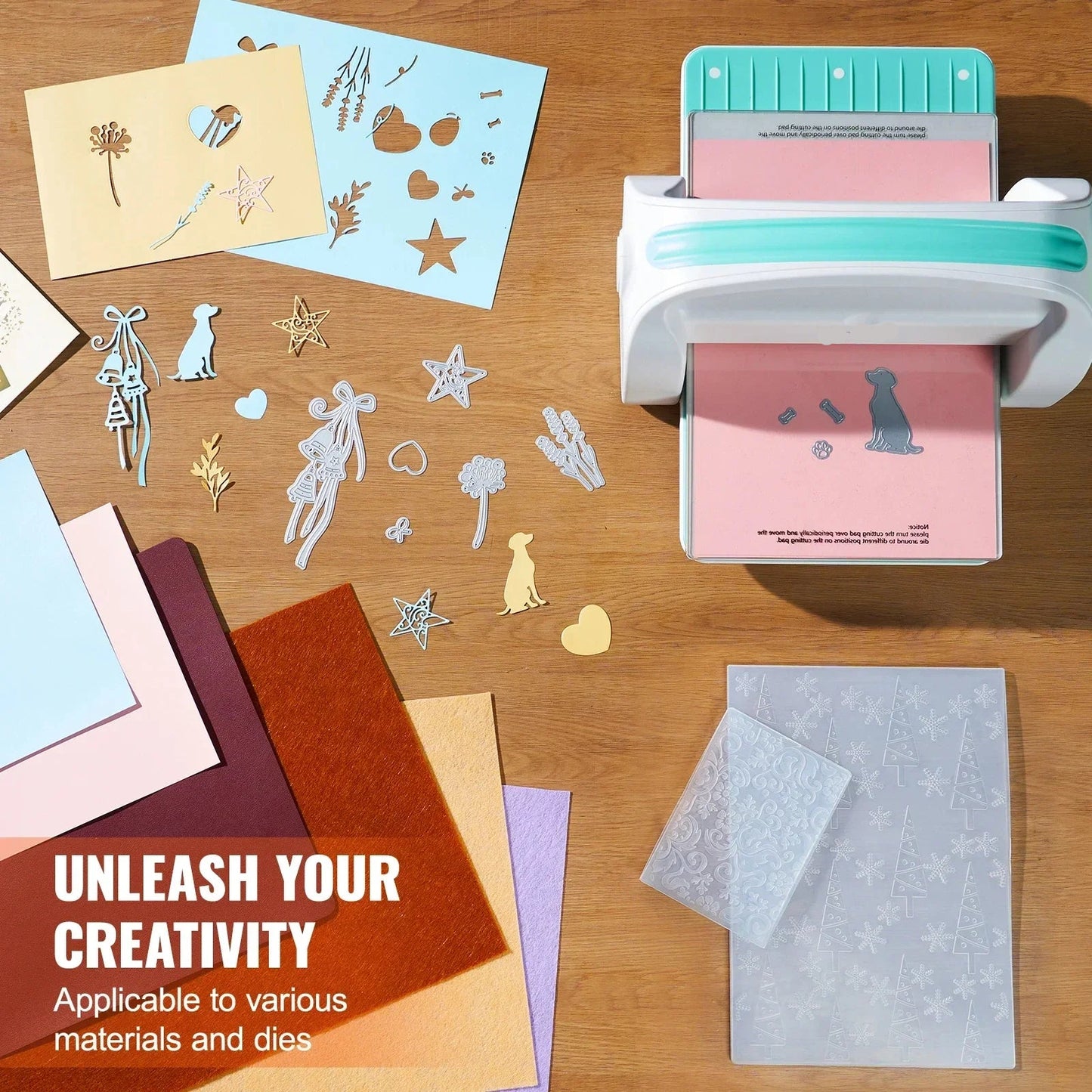 Stansmachine - Handmatige Embossing- en Snijmachine – 9 inch – DIY Scrapbooking & Kaarten Maken – Mini Stansmachine voor Papier, Leer & Stof – Inclusief Starter Kit