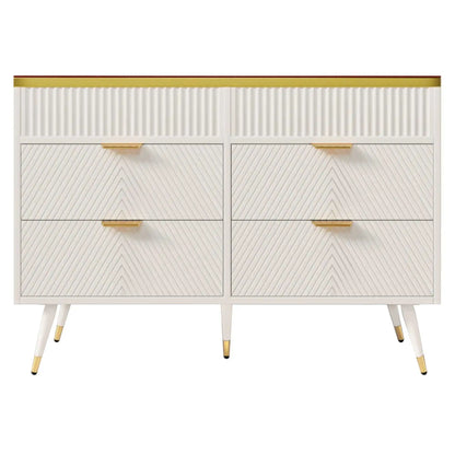 Kast Met 6 Laden – Opbergkast – Ladenkast – Meubelstuk – Modern Design – Amberkleurig Glasfront – Anti-Kantelmechanisme