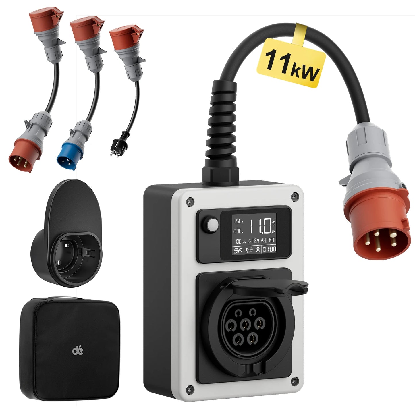 Mobile Wallbox – Mobiele Laadpaal – Elektrische Oplaadstation – EV Charger – Laadpunt – 11kW Snel Laden – Weerbestendig IP65 Met App