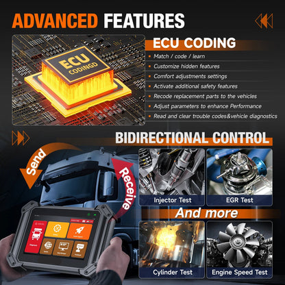 Professionele Diagnosetool – Truck Scanner – OBD2 Scanner – Diesel Diagnosetool – Zware Voertuigen – Bluetooth 5.0 – 8-Inch Touchscreen