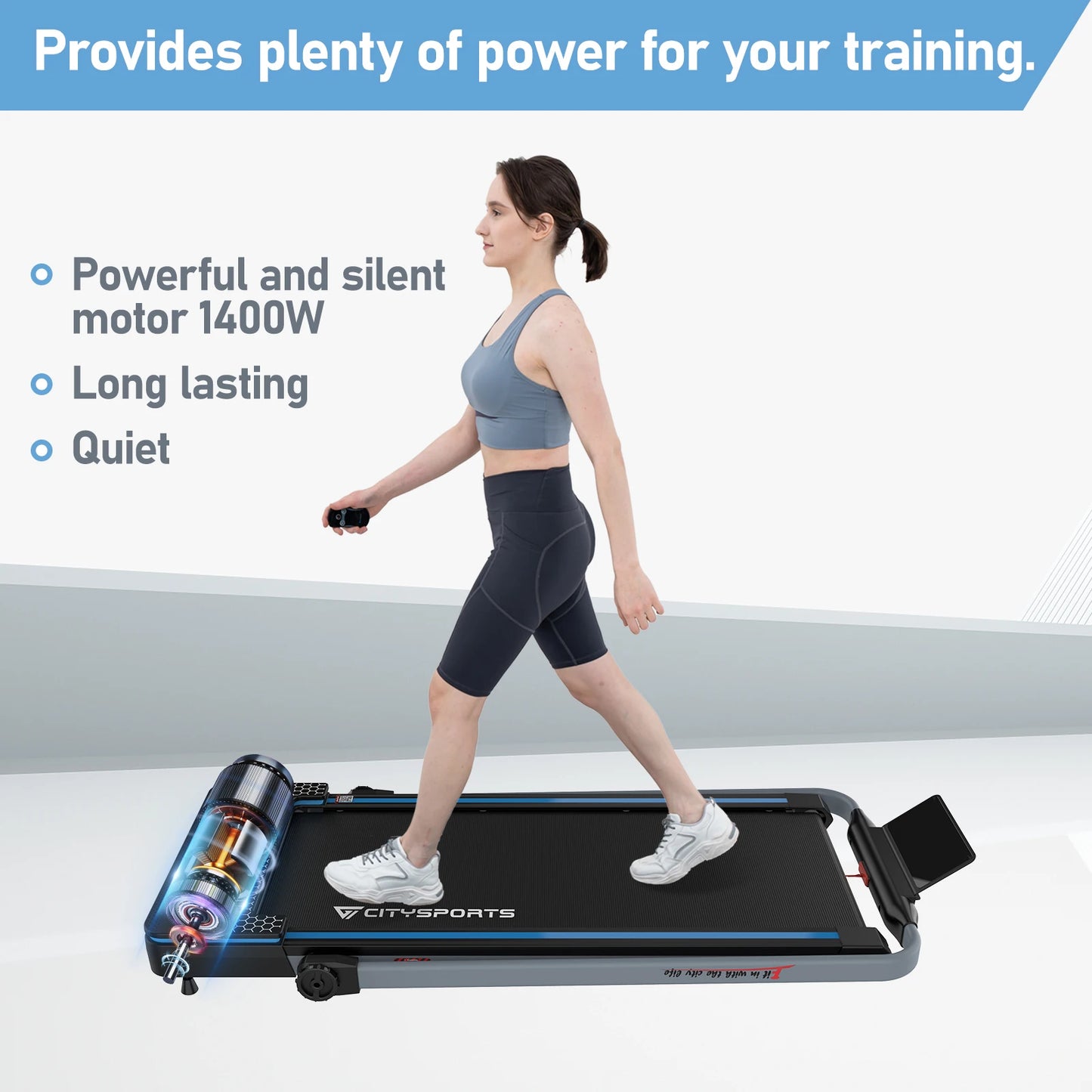 Loopband - Wandelband - Walking Pad - Walkingpad - Treadmill - Loopband voor onder het bureau - Loopband voor Hardlopen - Treadmill Foldable - 2 in 1 - Opvouwbare loopband - Zwart - QUORE
