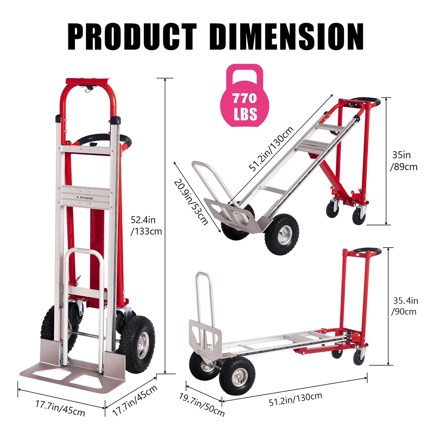 Bolderwagen – Bolderkar – Transportwagen – Handkar – Vervoerswagen – 3-in-1 Opvouwbaar Design – Telescopisch Frame met Anti-Slip Wielen