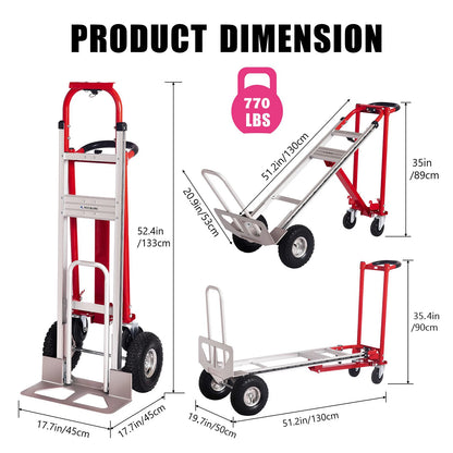 Bolderwagen – Bolderkar – Transportwagen – Handkar – Vervoerswagen – 3-in-1 Opvouwbaar Design – Telescopisch Frame met Anti-Slip Wielen