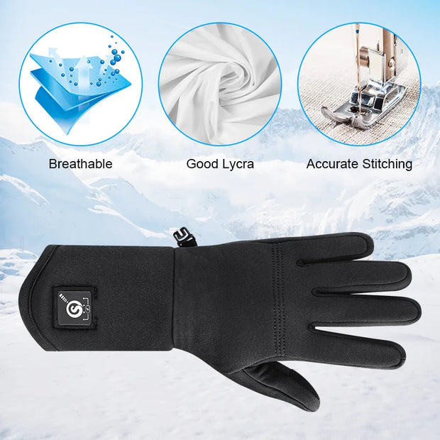 Savior Heat - Heated Gloves - Electric Heated Gloves - Rechargeable Battery - Electric Heated Glove Liners Unisex - Heating Horse Riding Ski Snowboarding Cycling Thin Gloves - Size XL XXL - Black