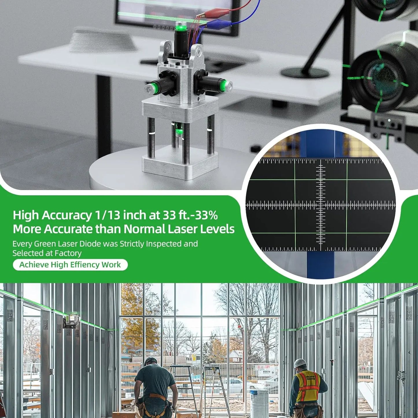 4D Kruislijnlaser – Zelfnivellerend – Groene Laser – Statief – Afstandsbediening – 30 Meter Bereik – USB Type-C Oplaadbaar - QUORE